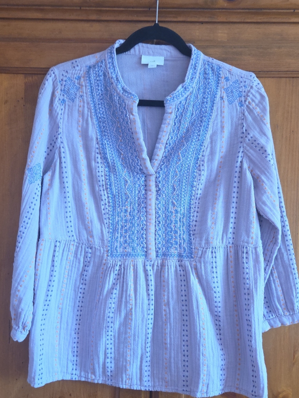 J. Jill Lavender Embroidered Boho Tunic
